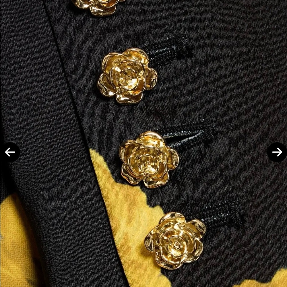 Alice + Olivia Yellow Floral Blazer with Bow - Picture 4 of 4